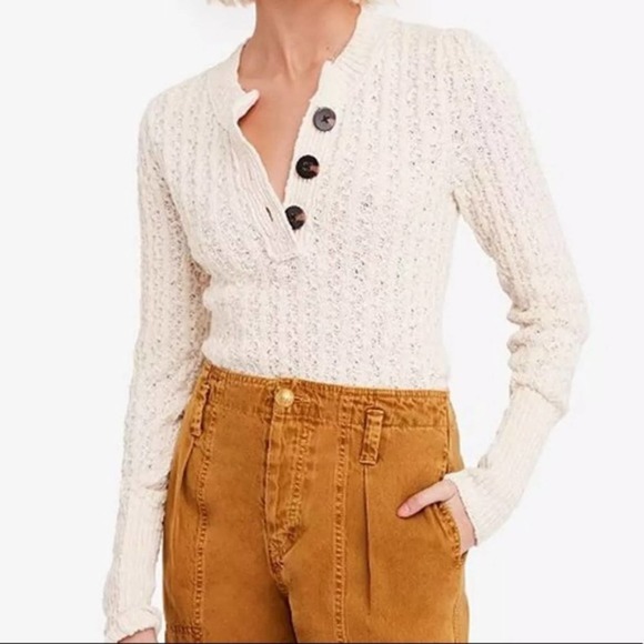 Free People All My Friends Big Button Sweater
